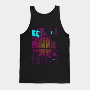 San Jose, USA City Map Typography - Neon Tank Top